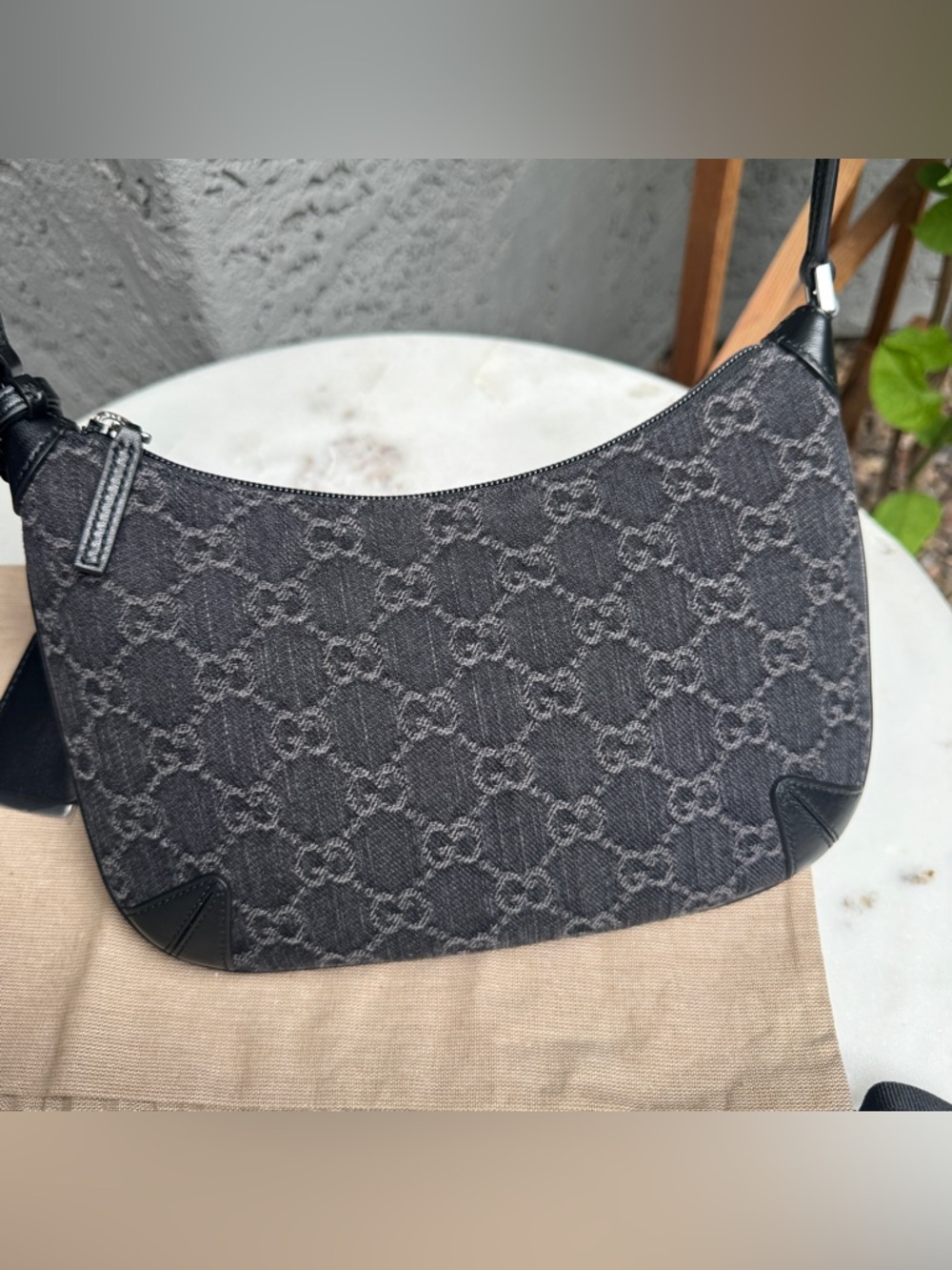 Gucci Horsebit Monogram Denim Slim Shoulder Bag - Picture 5 of 15